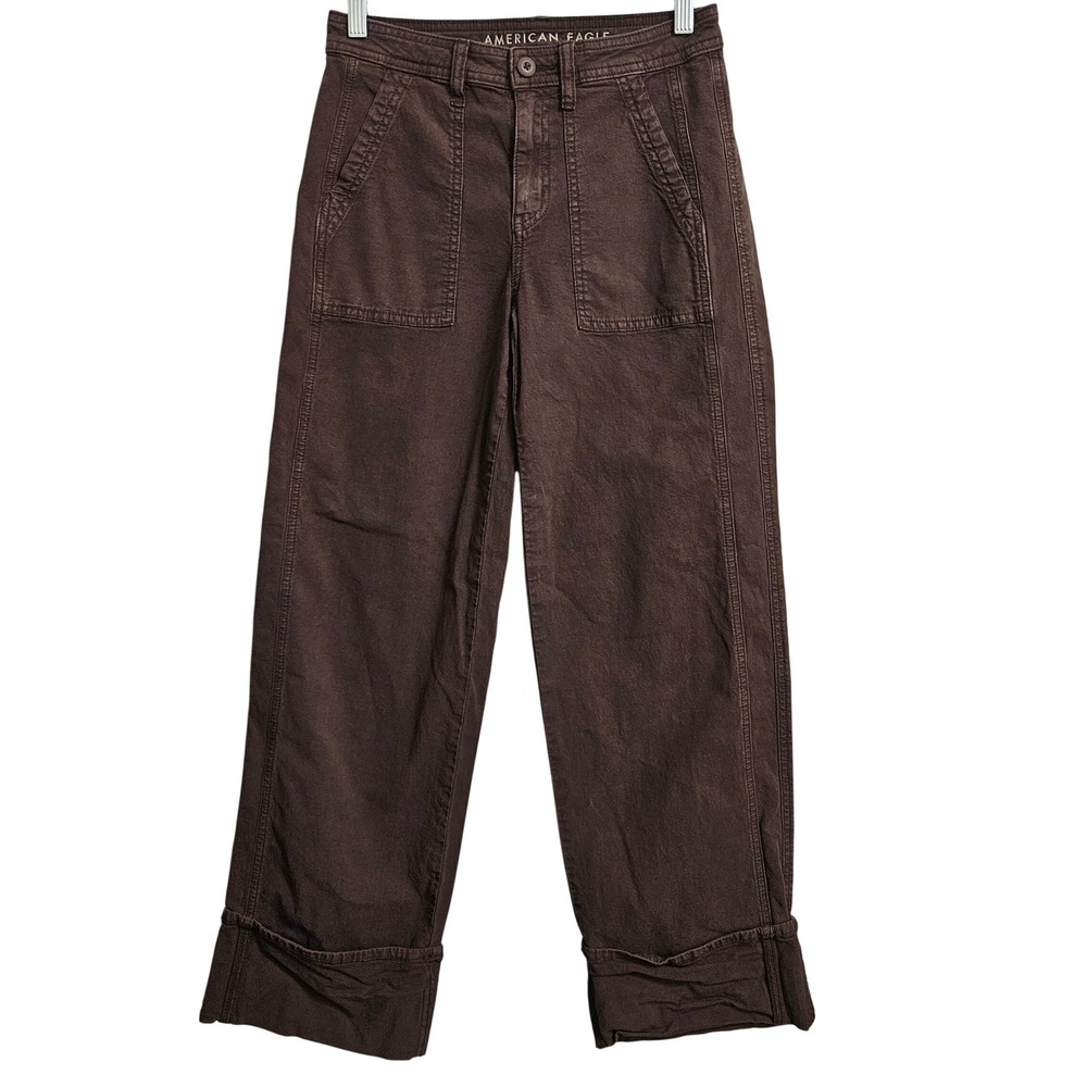 American Eagle Pants Women 0 Brown Stovepipe Stretch Cinch Back Utility Trousers